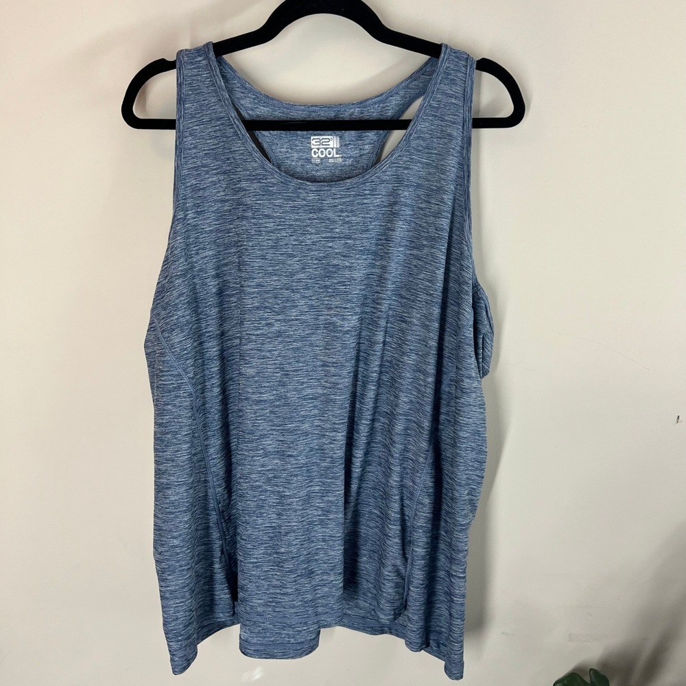 32 Degrees Womens Sleeveless Tank Top Heather Blue Athletic Gym Activewear